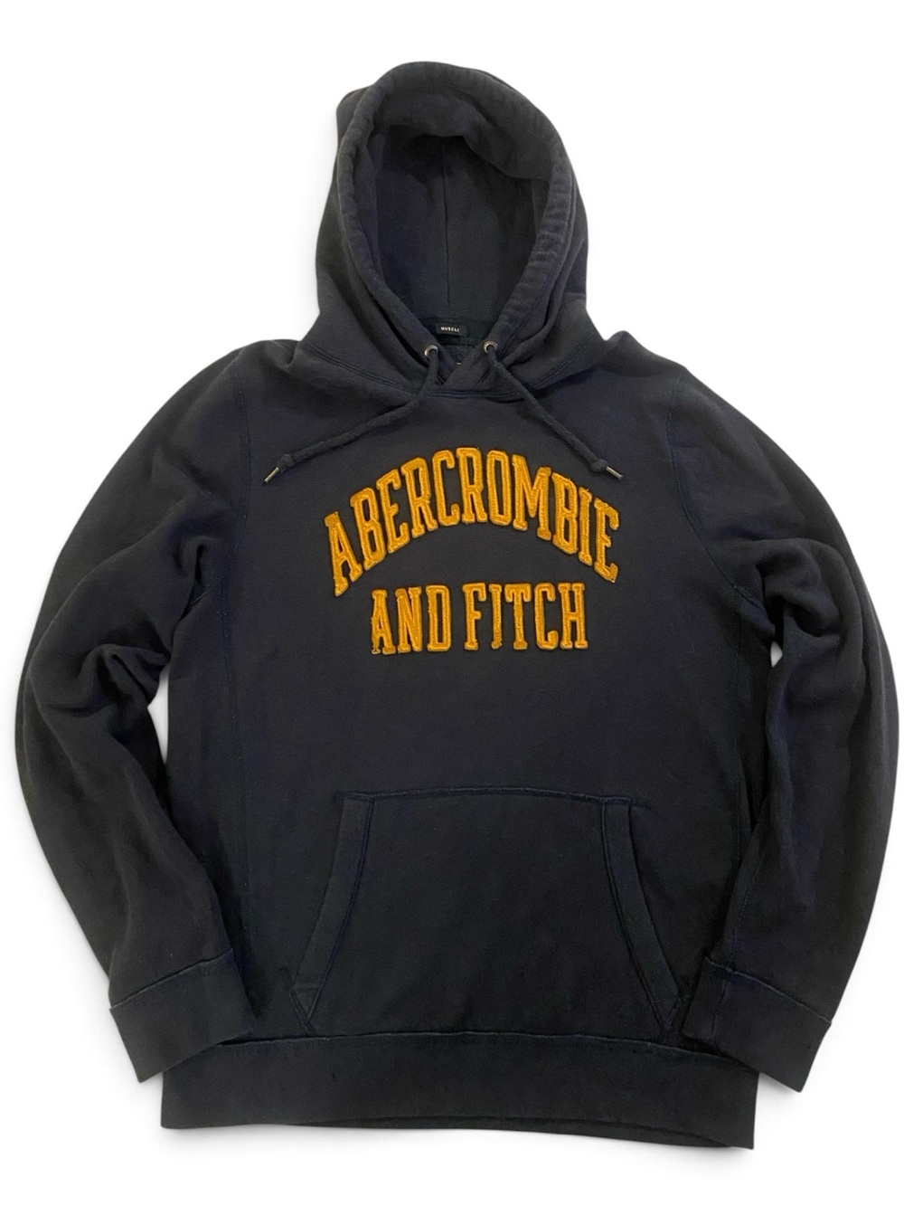 Vintage Y2K Abercrombie & Fitch Spellout Hoodie Men’s L Blue Pullover Muscle Fit